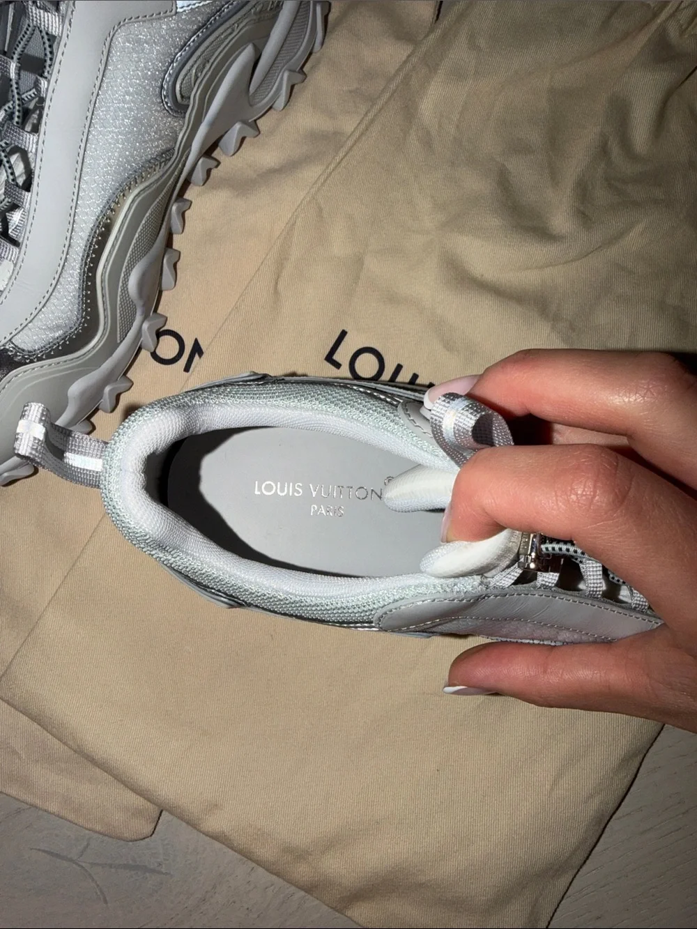 Louis Vuitton Rush Sneaker In Argent Size 7/37 Gray Silver Chunky Made In Italy